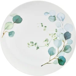 Assiette plate en porcelaine blanc et vert