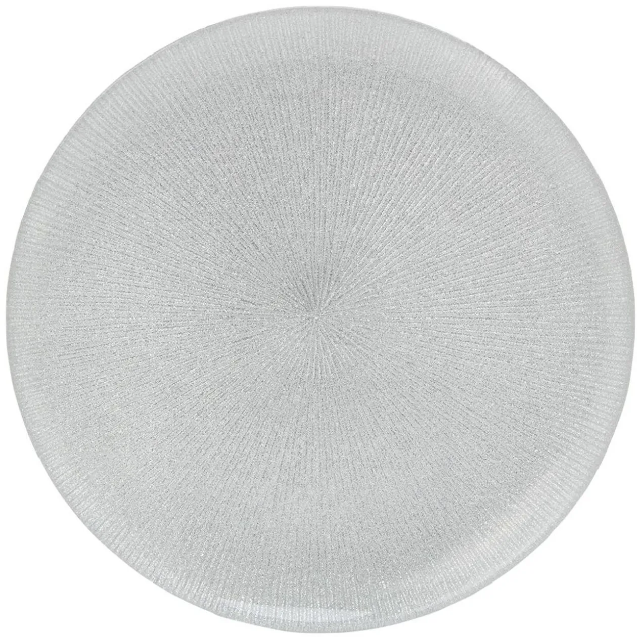 Assiette plate en verre strié gris argenté