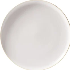 Assiette plate faïence gris avec liseré crème