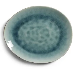 Assiette plate grès effet artisanal 28,5x24cm