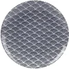 Assiette plate motif vague japonaise bleue et blanche