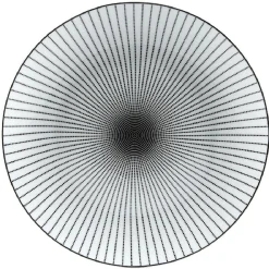 Assiette plate ronde blanche rayon noir