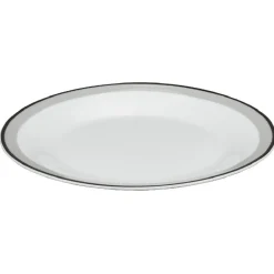Assiette plate ronde blanche bordure gris noir Lizzy