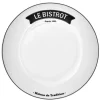 Assiette plate ronde blanche inscription noire Le Bistrot