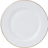 Assiette plate ronde blanche contour doré