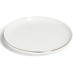 Assiette plate ronde blanc et doré Ø26cm porcelaine