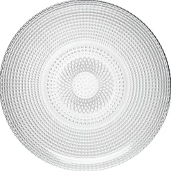 Assiette plate ronde effet relief blanc transparent Ø26,8 cm