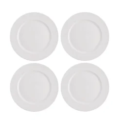Assiette plate ronde embossée blanche x4