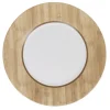 Assiette plate ronde Luminarc blanc motif bois Nordic
