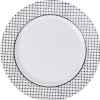 Assiette plate ronde Luminarc rebord noir pois blancs Tiago