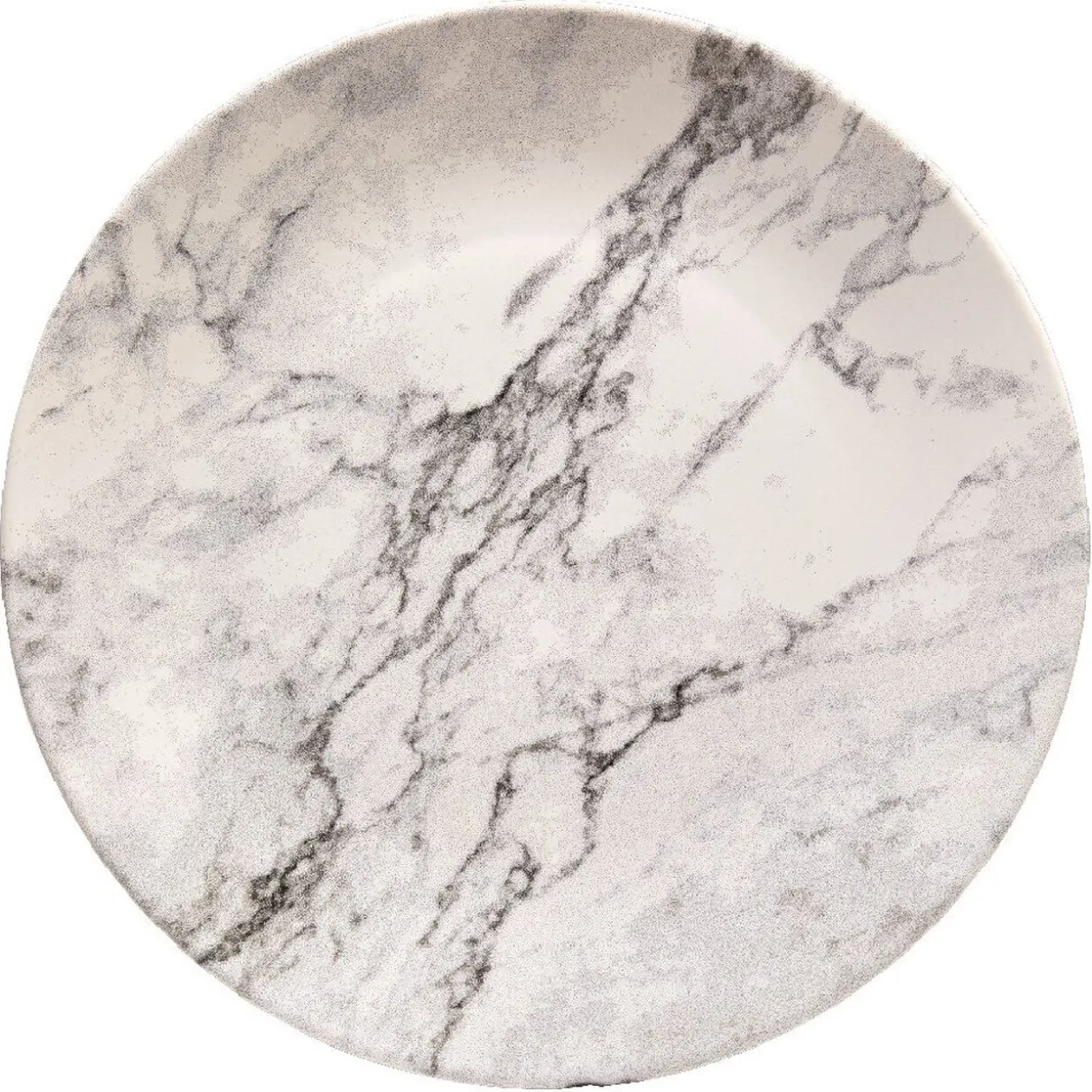 Assiette plate ronde motif marbre gris et blanc