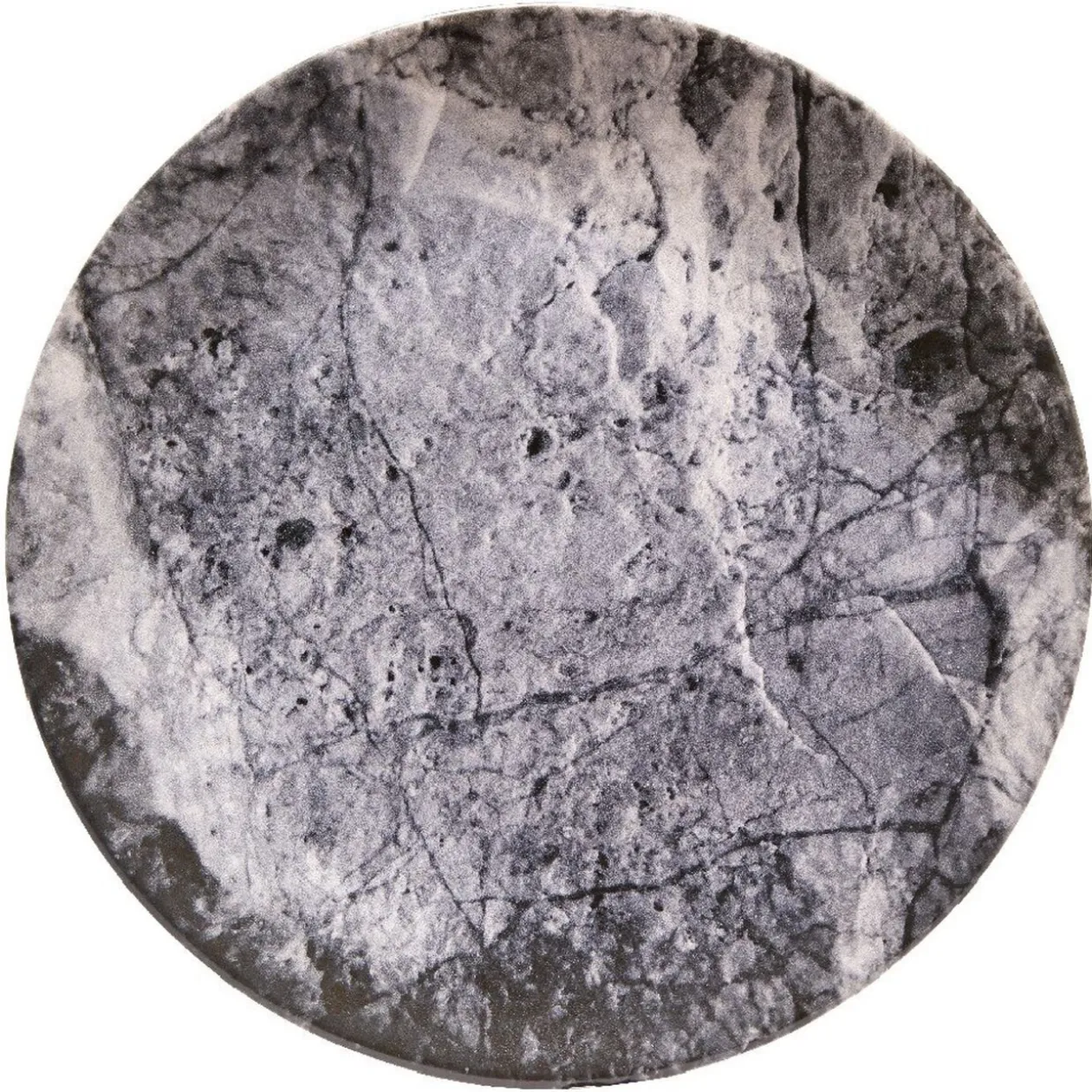 Assiette plate ronde motif ardoise gris et noir