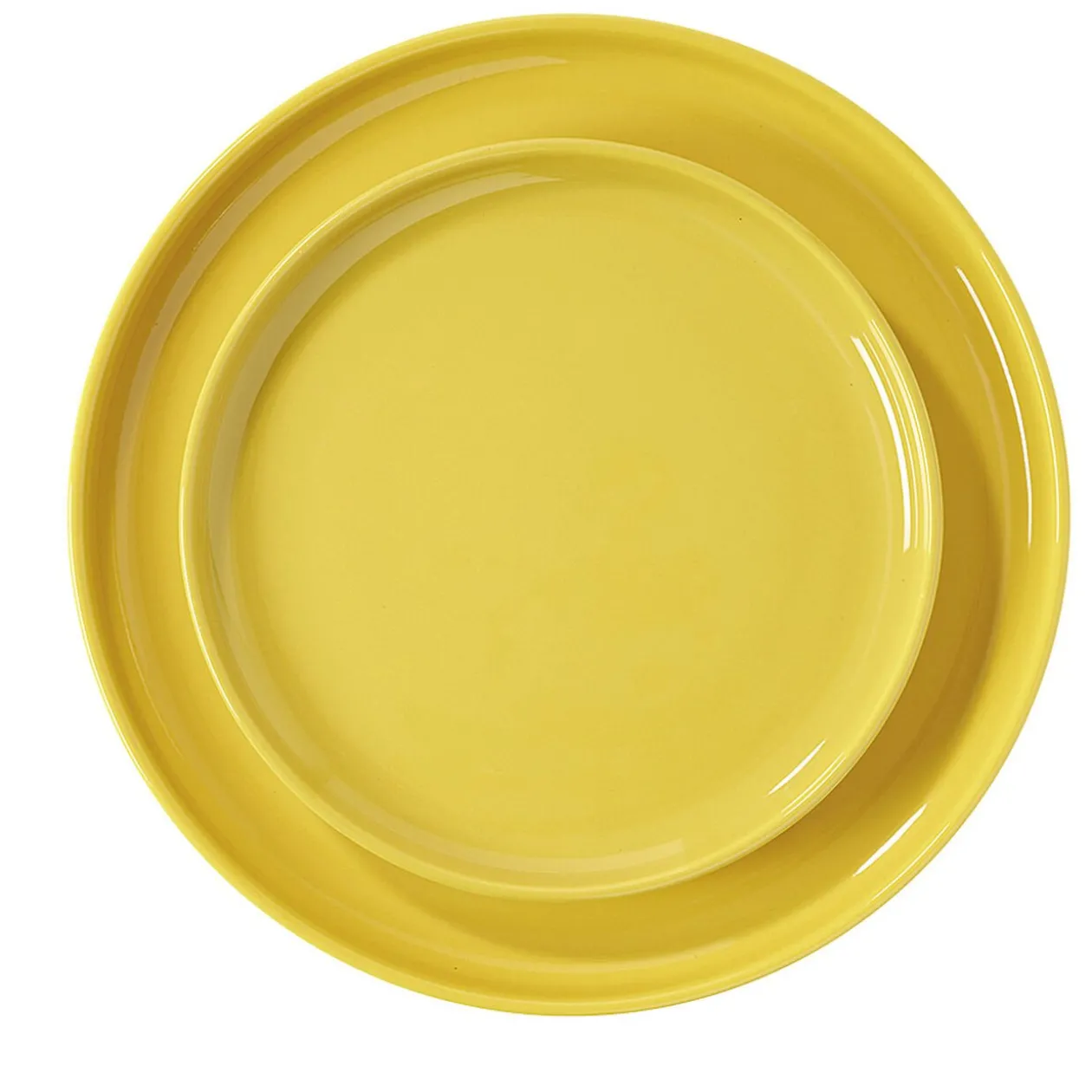 Assiette plate ronde Oslo jaune moutarde