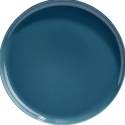 Assiette plate ronde Oslo porcelaine bleu uni