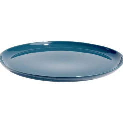Assiette plate ronde Oslo porcelaine bleu uni