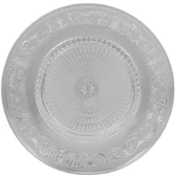 Assiette plate ronde transparente ciselée