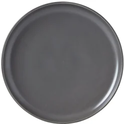 Assiette plate ronde uni gris mat