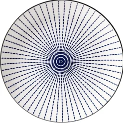 Assiette plate style japonais porcelaine bleu blanc