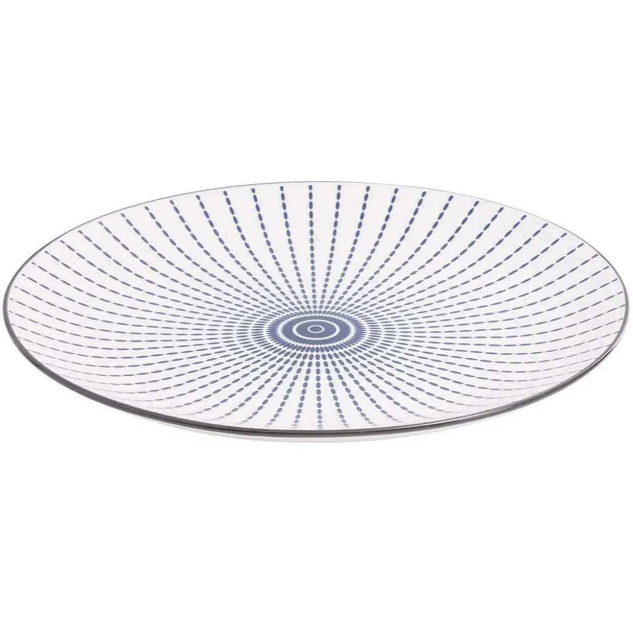 Assiette plate style japonais porcelaine bleu blanc