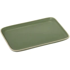 Assiette rectangulaire faïence vert 28,5x19,5cm