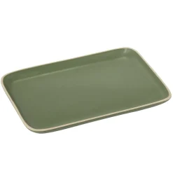 Assiette rectangulaire faïence vert 28,5x19,5cm