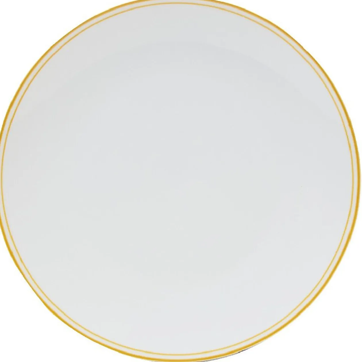 Assiette ronde plate porcelaine blanc avec bord coloré x4