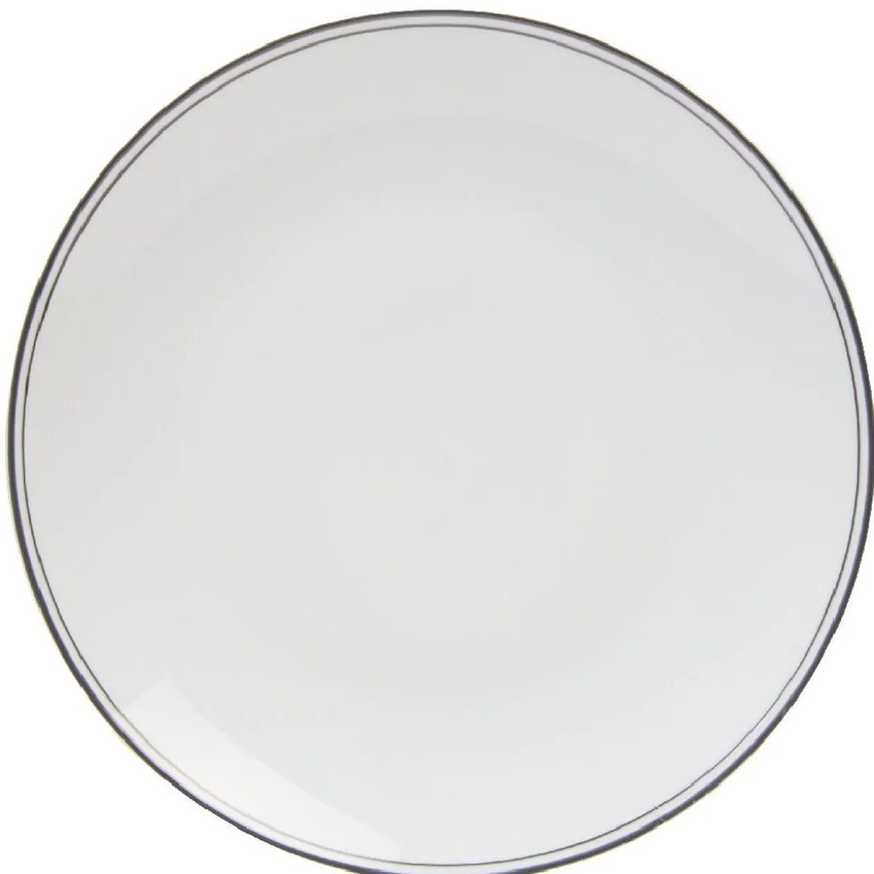 Assiette ronde plate porcelaine blanc avec bord coloré x4