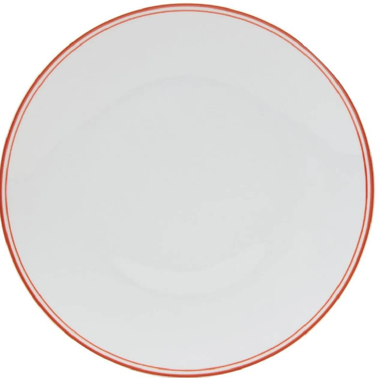 Assiette ronde plate porcelaine blanc avec bord coloré x4