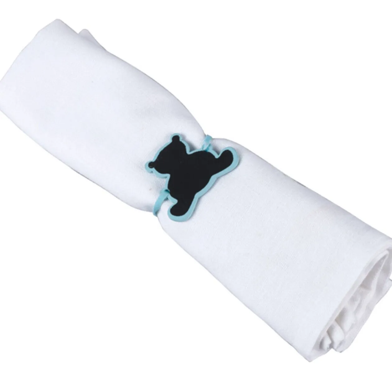 Attache serviette ourson bleu x6