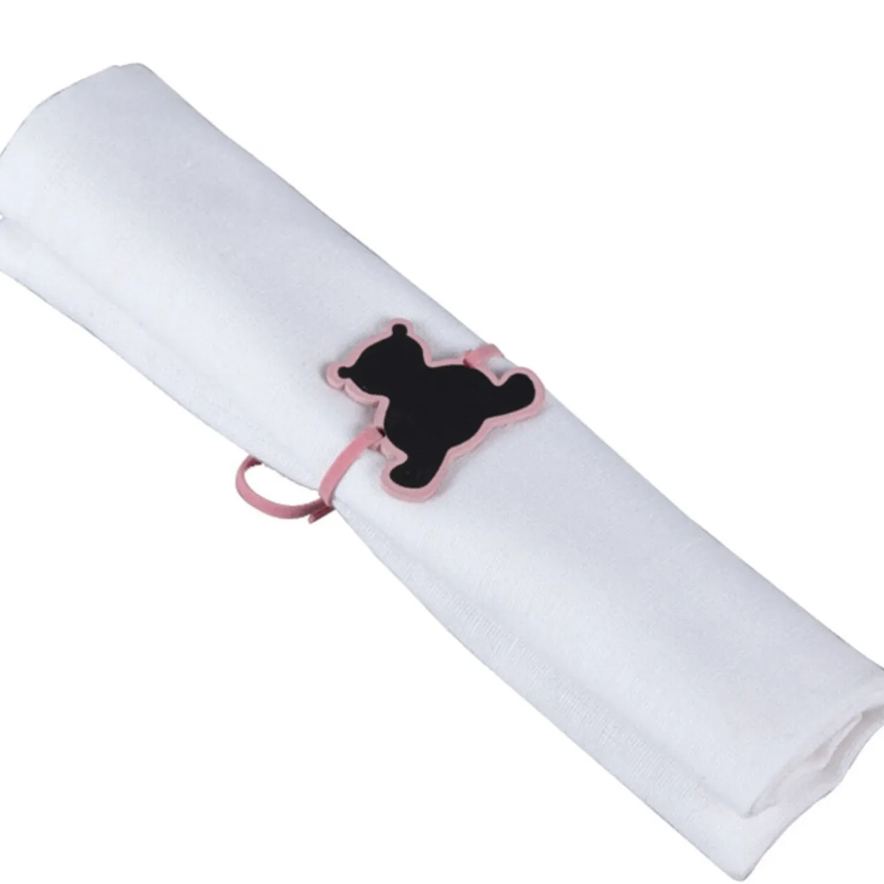 Attache serviette ourson rose x6