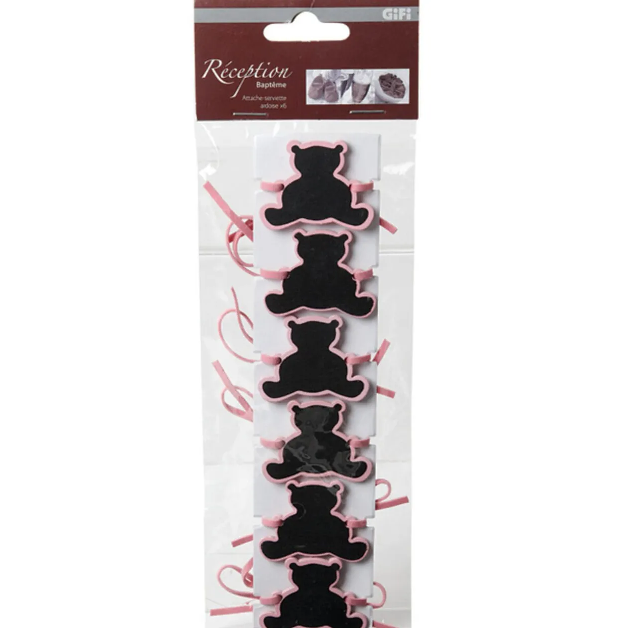 Attache serviette ourson rose x6