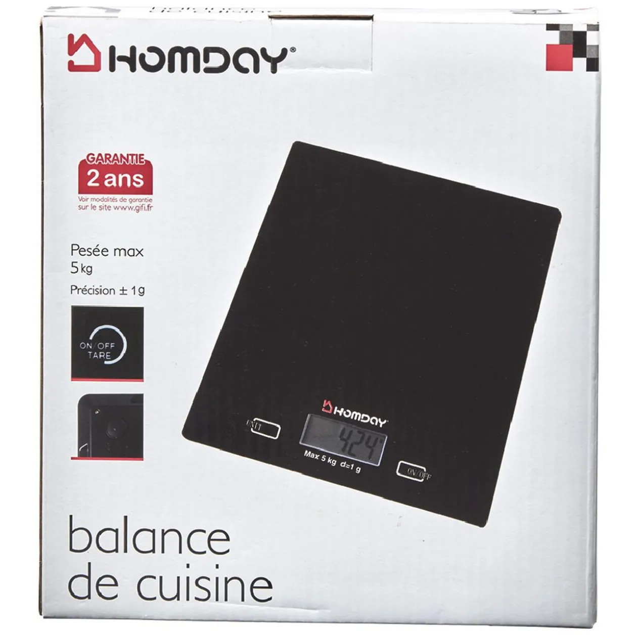 Balance de cuisine électronique et tactile noire Homday