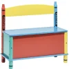 Banc coffre à jouets enfant multicolore design crayons