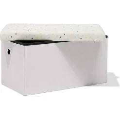 Banc coffre Clara violet pâle et pois - L60xP32xH32 cm