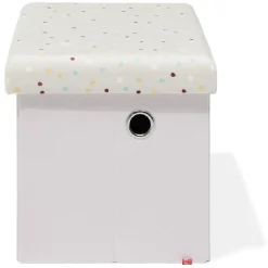 Banc coffre Clara violet pâle et pois - L60xP32xH32 cm