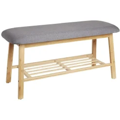 Banc range chaussure en bambou gris et naturel