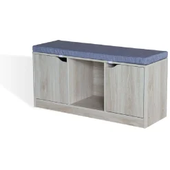 Banc range chaussures Adam en bois 2 portes naturel