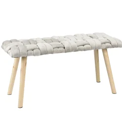 Banc Tressia en bois gris et naturel 80x33xH42cm
