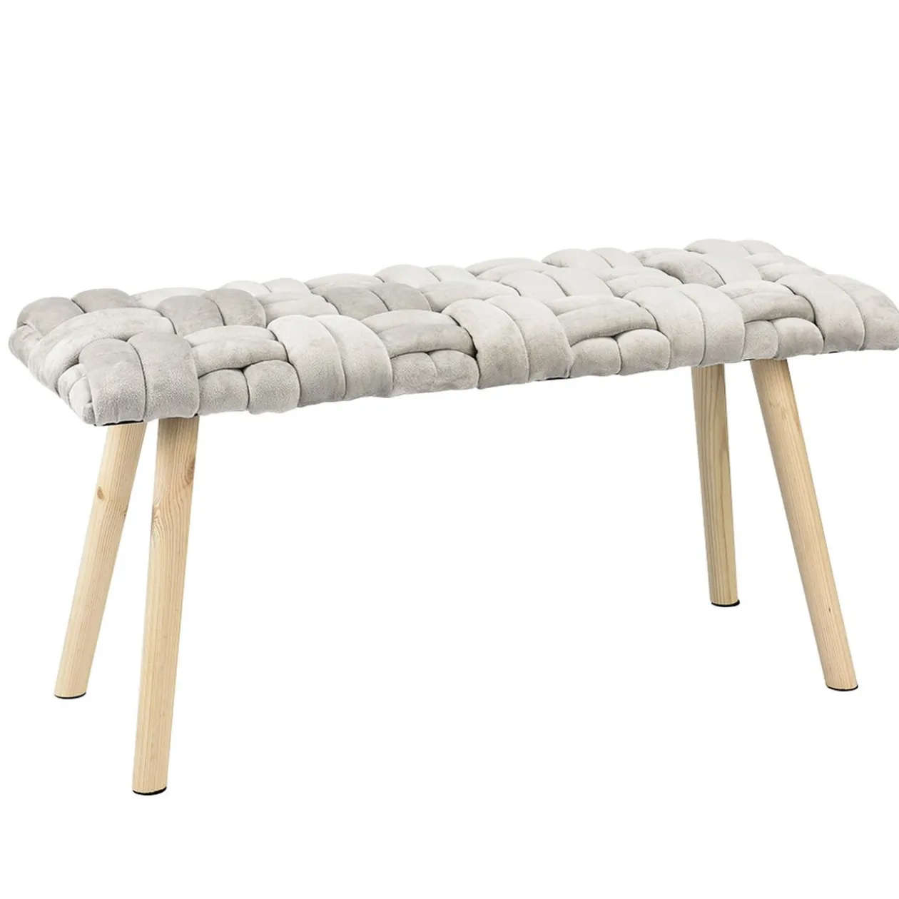 Banc Tressia en bois gris et naturel 80x33xH42cm