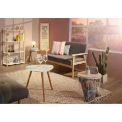 Banquette scandinave style vintage gris naturel