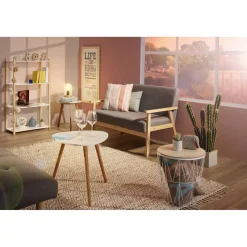 Banquette scandinave style vintage gris naturel