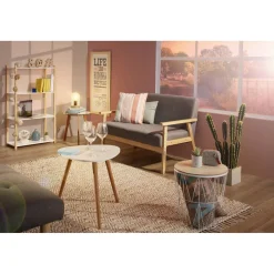 Banquette scandinave style vintage gris naturel