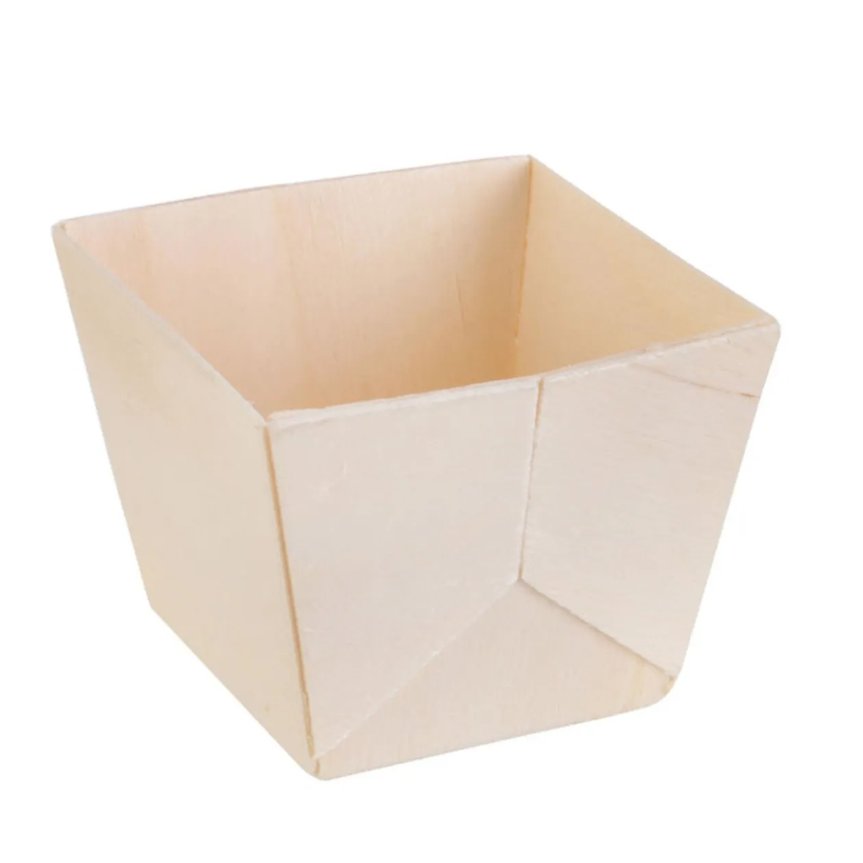 Barquette de présentation carrée snacking en bois x6