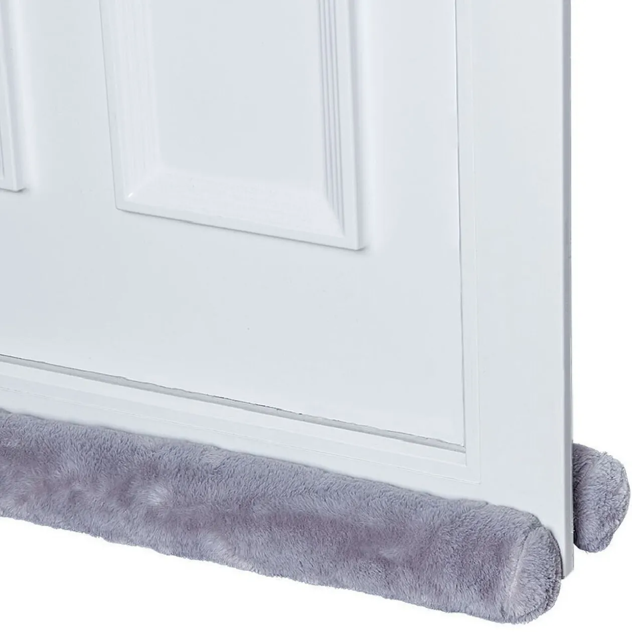 Bas de porte double fourrure gris ou taupe 80 cm