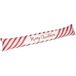 Bas de porte velours Noël inscription Merry Christmas blanc et rouge L90cm