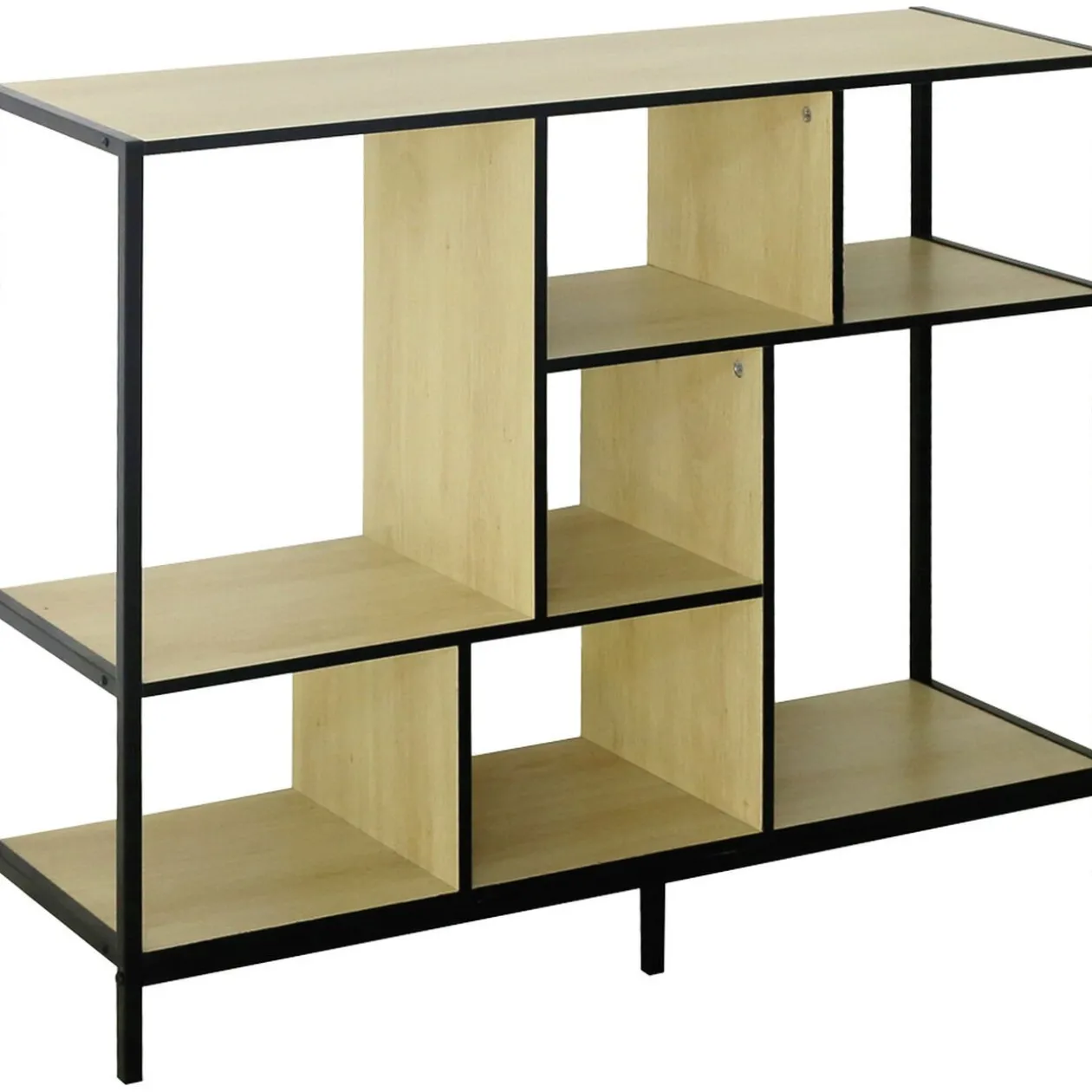 Bibliothèque console Andy naturel noir H.80,cm