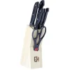 Bloc en bois 5 couteaux de cuisine et ciseaux