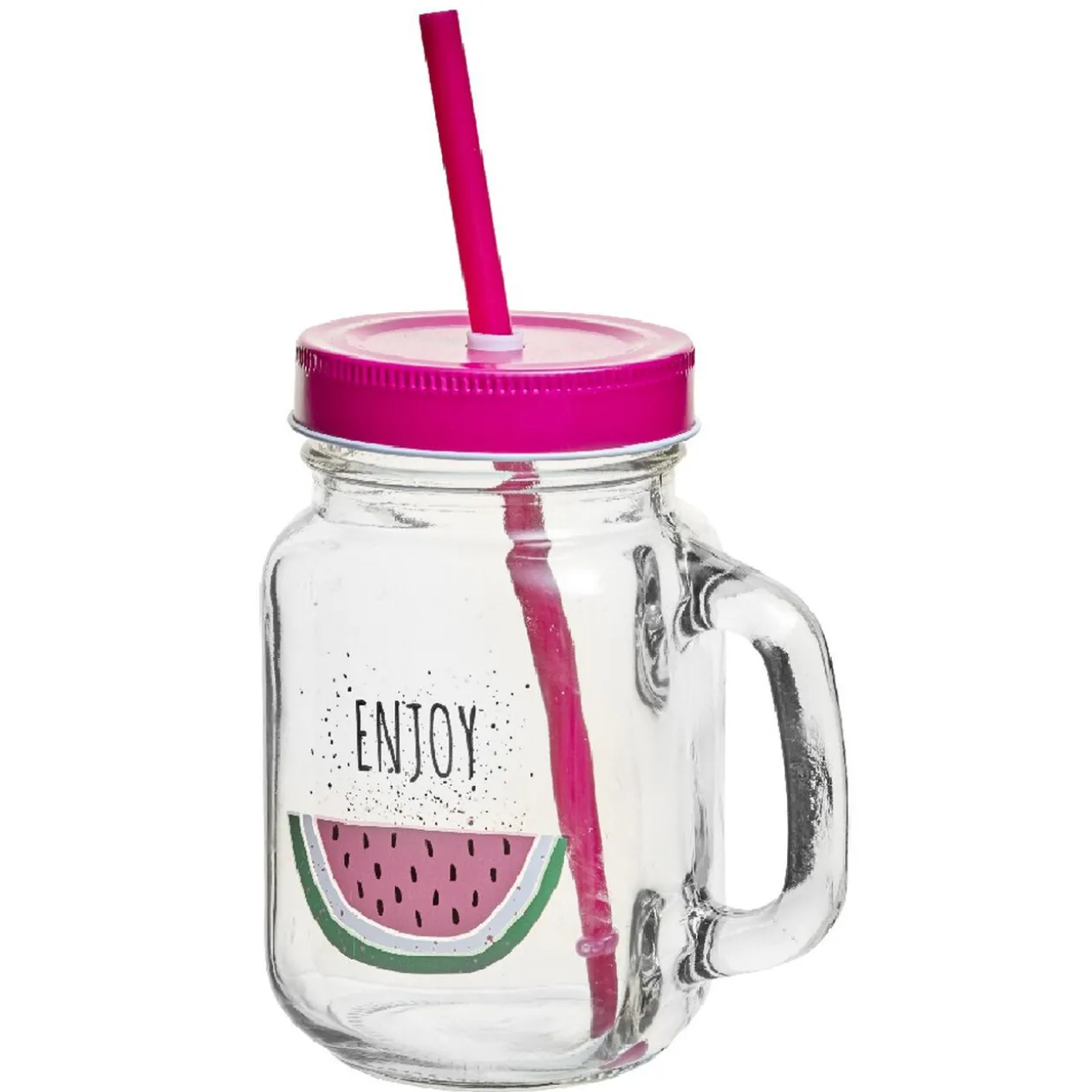 Bocal à anse avec paille décor pastèque