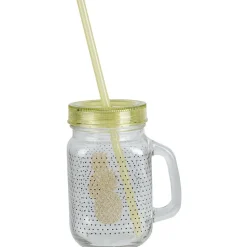 Bocal à anse avec paille motif exotique