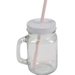 Bocal à paille en verre irisé avec couvercle